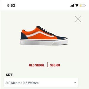 Vans orange black & white old skool
